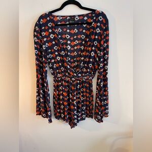 Jachs Girlfriend Navy and Red Floral Romper